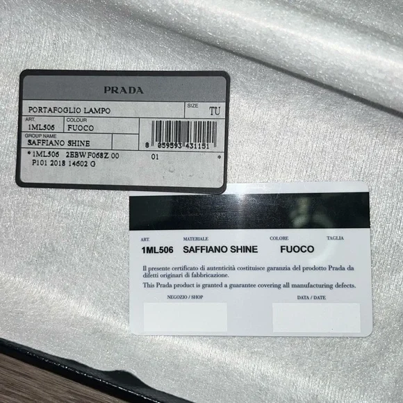 Auth PRADA Bundle Long Wallet Saffiano Shine Fuoco Red Leather, Box & Card - Picture 3 of 12